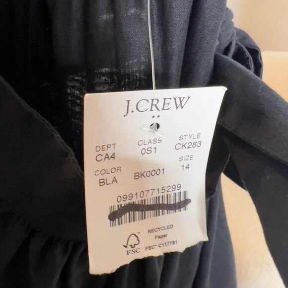 J.Crew Womens Tie-neck midi dress with eyelet trim Black Size 14 CK283 - Picture 8 of 8